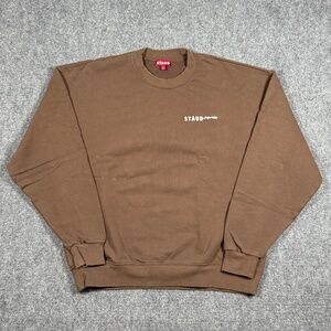 Staud New York Embroidered Crew Boxy Sweatshirt Size Small Brown 0321